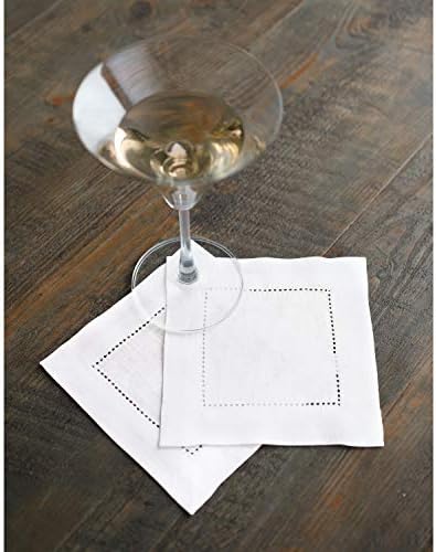 Solino Home 100% Pure Linen Cocktail Napkins White, 6 x 6 in, Set of 12 - Image 2