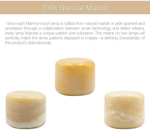 Marmor Marble Lamp Table Lamp Unique Stone Touch Lamp Pat Lamp Type-C 3 Way Bedside Lamp Ambient Light Bedroom Stands Night Light Decorative LED Warm Portable Lamp Rechargeable(Peach Jade) - Image 4