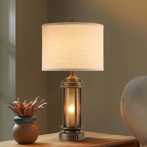 AIEAMPDO Set of 2 Farmhouse Table Lamps with 2 USB C+A Ports - Image 4