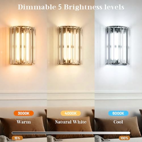Black Battery Operated Wall Sconces Set of Two, Crystal Wireless Wall Light with Remote, Rechargeable Cordless Wall Lamp 12 RGB and 3 CCT Dimmable Decor for Bedroom Living Room Hallway - Image 3