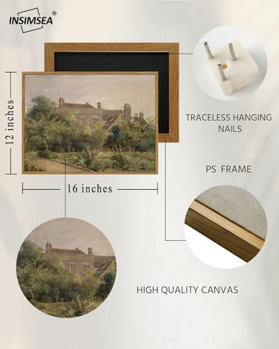 InSimSea Framed Canvas Wall Art Vintage Decor, Home Decor Classical Scenery Landscape Watercolor Paintings Canvas Prints, Wall Decorations for Living Room Farmhouse Bathroom Decor, 12"x16" - Image 4