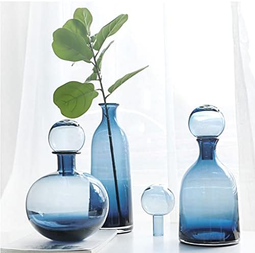 GRFIT Decorative Vase Glass Vase with Lid Modern Home Restaurant Coffee Table Office Desktop Decoration Vase Transparent Vase Ceramic Vase Glass Vase Hydroponic Flower Vase (Color : F) - Image 5