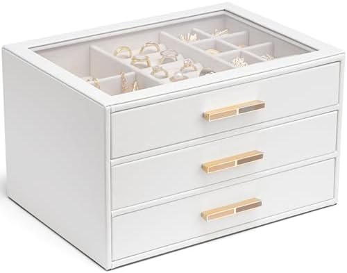 VLANDO Jewelry Box Organizer, 7-Layer Storage Drawers, Glass Window, Modern by VLANDO
