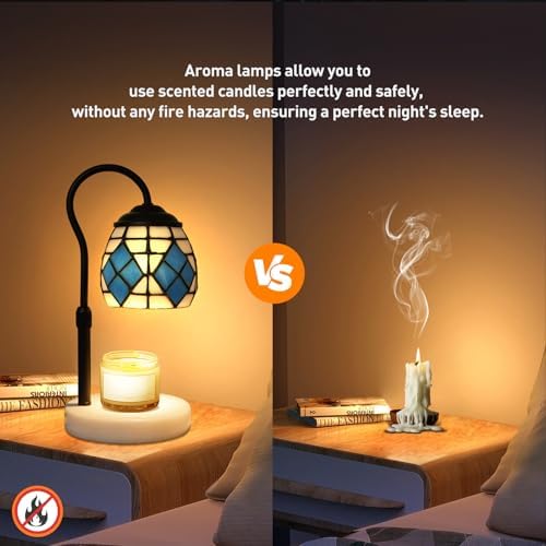 Mediterranean Tiffany Candle Warmer Lamp, Adjustable Marble - Image 4