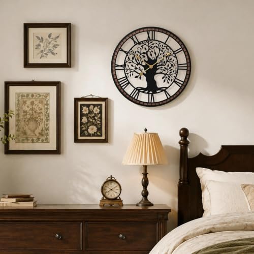 Micasso Large Wall Clock Decorative: 18 Inch Tree of Life Battery Operated - Image 6