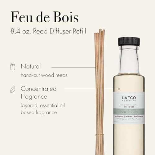 LAFCO New York Reed Diffuser Refill, Feu de Bois - 8.4 oz - Up to 4-Month Fragrance Life - Includes Natural Wood Reeds - Free of Dyes & Propellants - Made in the USA - Image 2