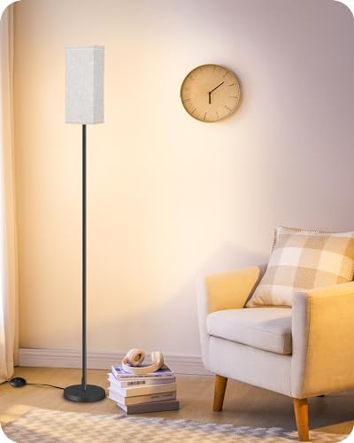 64.6" Floor Lamp, Pole with Foot Switch, Modern Standing Lamp Lampshade, Minimalist Freestanding Lamp (Bulb Not Included), for Living Room, Bedroom Office ETL Listed, Black and Beige E07LD05 by GOEBLESON