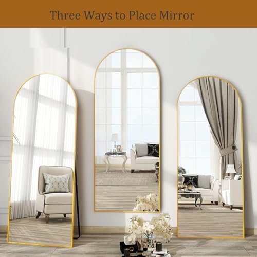 Dewfig Arched Full Length Mirror, 57"X20" Large Full Body Mirror, Gold - Image 7