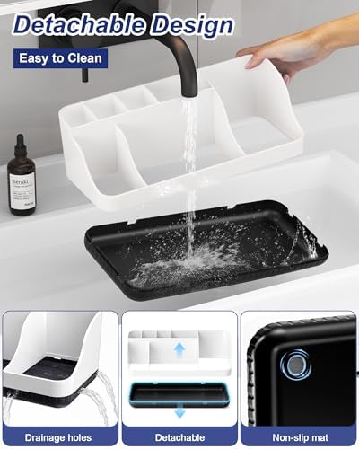 Bathroom Counter Organizer and Storage, 7 Slots Detachable Toothbrush Holders for Bathrooms, Anti-Slip Electric Toothbrush and Toothpaste Holder Countertop Vanity Organizer Accessories for Adults Kids - Image 3