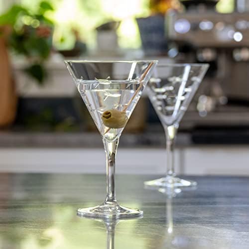 Rolf Glass School of Fish Martini Glass | Stemmed 7.5 oz. Martini Glasses | Lead-Free Glass | Diamond-Wheel Engraved Cocktail Glasses | Made in the USA (Set of 2) - Image 6