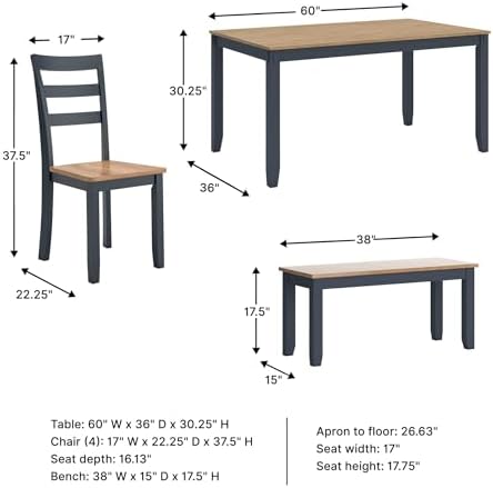 Signature Design by Ashley Gesthaven 6-Piece Dining Table Set, Blue - Image 3