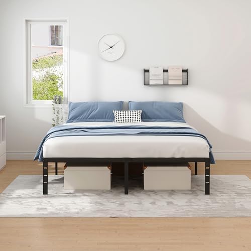 NEW JETO Metal Bed Frame,King Size Bed Frame with Storage Space,16 Inch - Image 6