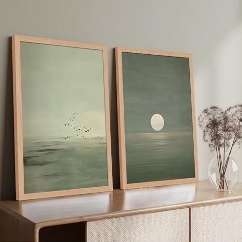 skysoon Japanese Zen Wall Art Set of 2, Sage Green Japandi Landscape Print - Image 2