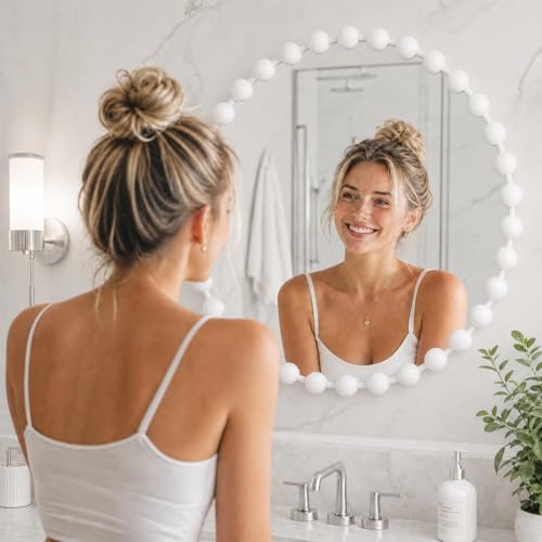 Madison Park 36 inch White Round Mirror, Round Mirrors for Wall Decor, Metal Frame Circle Mirrors for Bathroom, Living Room, Circle Wall Metal Art Mirror - Image 5