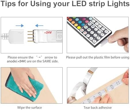 DAYBETTER Led Strip Lights 32.8 ft RGB Color Changing Lights Strip for Bedroom, Desk, Home Decoration, with Remote and Power Supply - Image 5