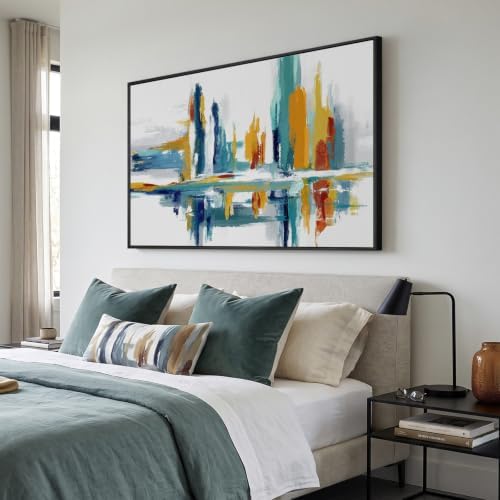 Extra Large Framed Modern Colorful Abstract Wall Art, Horizontal 60x40 In - Image 2