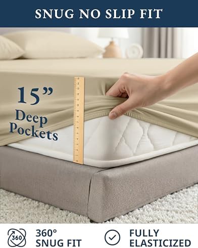 LANE LINEN Twin XL Sheet Set 100% Organic Cotton 3pc Percale Soft - Linen - Image 7
