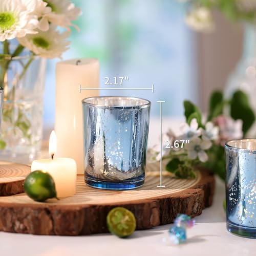 Volens Blue Party Decorations 72pcs, Mercury Glass Votive Candle Holders - Image 2