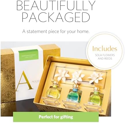 AGRARIA Citrus & Floral PetiteEssence Collection, Handmade Sola Flower Reed Diffuser Set of 3, Luxury Home Fragrance Scented Oil Diffuser Gift Set - Image 2