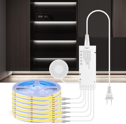 AIMENGTE Cabinet Light 12V COB LED Strip Lights, 6-in-1 Penetrable Touch Dimming, Suitable for Wine Cabinets, Shoe Racks, Display Cabinets, Wardrobes, Kitchen Cabinets, and Showcase Lighting by AIMENGTE