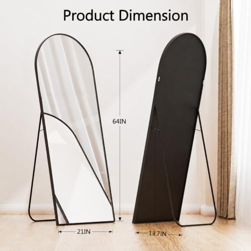 Simple Deluxe Arched Full Length Mirror, 64"×21" Large Floor Mirrors, for Wall Door Bedroom Bathroom Living Room (Black) - Image 3