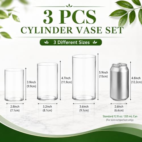 36pcs Glass Vase Cylinder for Centerpieces 4,4.7,6Inch Tall Small Flower Glass Clear Home Decor Centerpiece Table Flower Vase Decorations for Wedding＆Holiday - Image 2