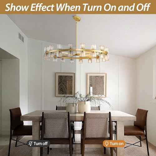 36" K9 Crystal Chandeliers, Gold Round Chandelier for Dining Room, Living Room, Dining Chandelier Over Table, Sutable for Bedroom,Foyer, Entryway, Stairs, Kitchen Includes Bulbs - Image 5