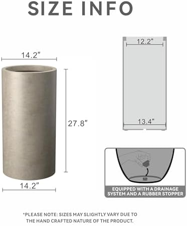 Kante Large Round Column Weathered Concrete Planter 27.8" Tall, Outdoor - Image 2
