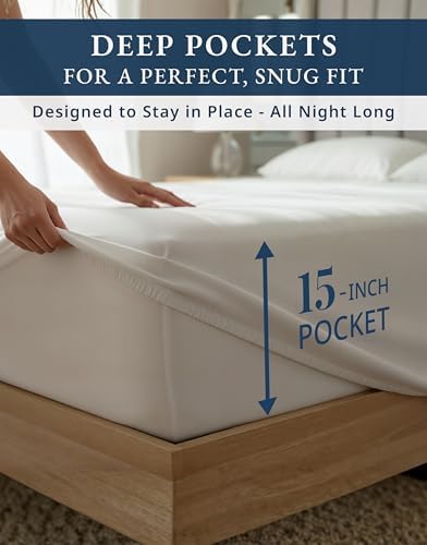 LANE LINEN California King Sheet Sets 100% Egyptian Cotton Sateen - White - Image 6