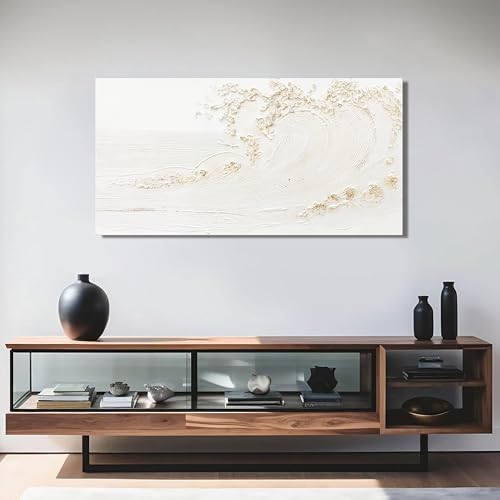 Canvas Wall Art Decor White Wall Art Silent Waves With Gold Canvas Art Wall Decor Wall Art Painting Decorations Artwork Wall Art Prints For Room Living Room Bedroom Office Decor 20x40 Inch - Image 6