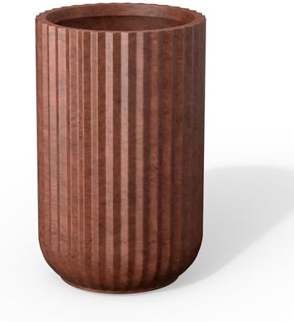 Kante Large Round Column Rusty Concrete Planter 21.7" Tall, Outdoor by Unknown