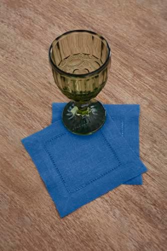 Solino Home 100% Linen Cocktail Napkins Indigo Blue, 6 x 6 in, Set of 12 - Image 2