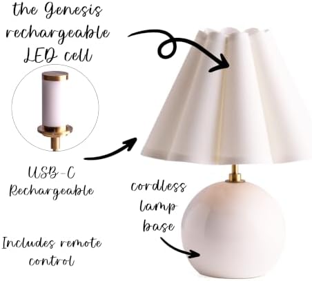 Pooky Lighting Cecily Rechargeable Ceramic Table Lamp 15" - Cordless Lamp - Image 3