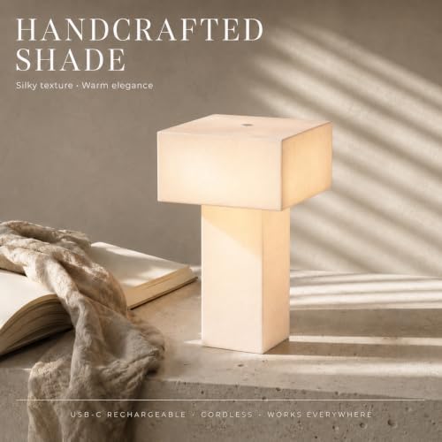 Cordless Rechargeable Table Lamp with Cocoon Shade Touch Dimmable - Image 5