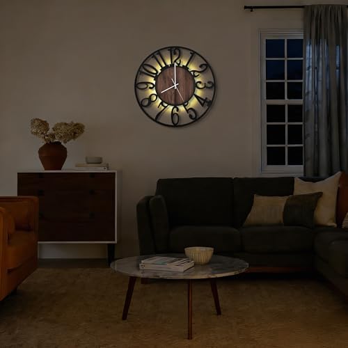 20" Silent Wall Clock – Adjustable Night Light, Battery Operated - Image 7
