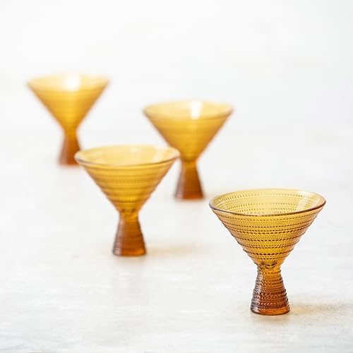 Fortessa Jupiter Beaded Hobnail Glass, 11.5 Ounce Martini (Set of 4), Amber - Image 2
