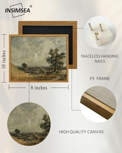 InSimSea Framed Canvas Wall Art, Vintage Landscape Painting, Rustic Nature Scenery Decor for Living Room Shelf Hallway,10x8 in, Earth Tones - Image 5