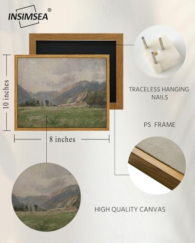 InSimSea Framed Canvas Wall Art Vintage Decor, Room Eclectic Decor, Prairie and Mountain Painting Wall Art Hoom Decor, Canvas Wall Art for Living Room Bedroom Home Office Bathroom Wall Decor, 8"x10" - Image 3