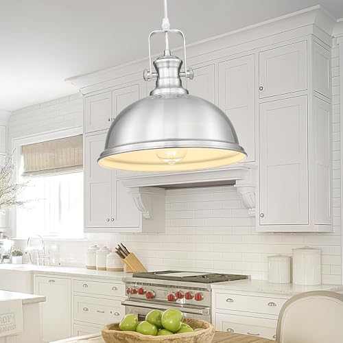 11.5" Brushed Nickel Pendant Light for Kitchen Island, Metal Shade - Image 4