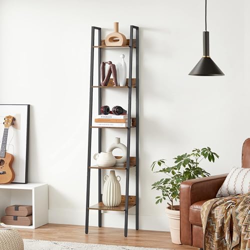VASAGLE Bookshelf, 5-Tier Narrow Bookcase, Ladder Shelf - Image 2