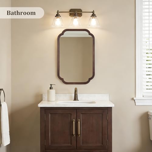 WallBeyond 20" x 30" Rounded Corner Arch Wall Mirror with Wood Frame for Entryway, Living Room or Bedroom Home Decor - Light Woodgrain [20" x 30" Walnut] - Image 2