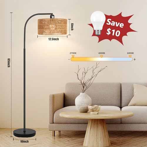 Brilvibera Boho Floor Lamp for Living Room with Remote Control - Image 3
