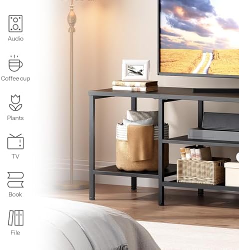 HOOBRO TV Stand with Power Outlets to 65 Inches, TV Console Table with Open Storage Shelves, Industrial Media Entertainment Center for Living Room Bedroom, Black BB40DS01 - Image 4