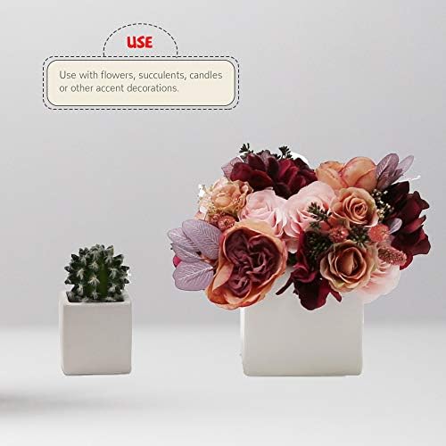 WGV Ceramic Cube Vase Bulk Width 4" Height 4" (Fits 3" Pot) Elegant Modern Block Square Floral Planter Terrarium Container Table Dresser for Event Accent Home Office Decor White 12 Pieces - Image 4