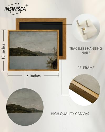 InSimSea Framed Canvas Wall Art Vintage Decor, Vintage Room Decor, Classical Landscape Oil Paintings for Wall Decorations, Canvas Wall Art for Bedroom Living Room, Bathroom Decor Wall Art, 8"x10" - Image 4