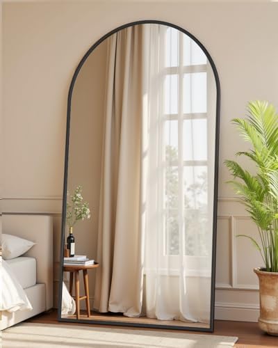 76"x44" Arched Full Length Mirror with Stand,Full Body Floor Mirror - Image 2