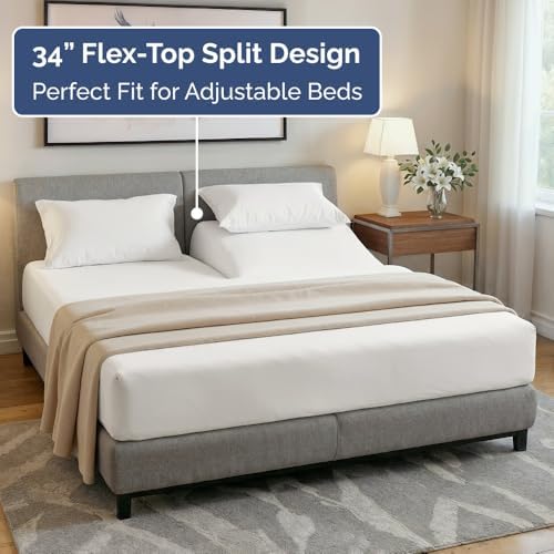 Flex Top Split Head King 4 Piece Sheet Set - Soft & Cooling - Antique White - Image 4