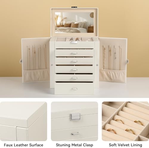 Frebeauty 6-Layer Jewelry Box for Women,Large Jewelry Organizer with Drawer - Image 4