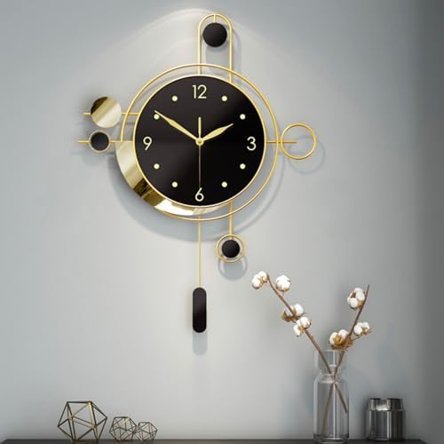 Wall Clock with Pendulum,Silent Non Ticking Battery Operated Modern Large Wall Clocks for Living Room Bedroom Farmhouse Office Kitchen Home Wall Decor-15.7x21.6Inch(Golden) - Image 6