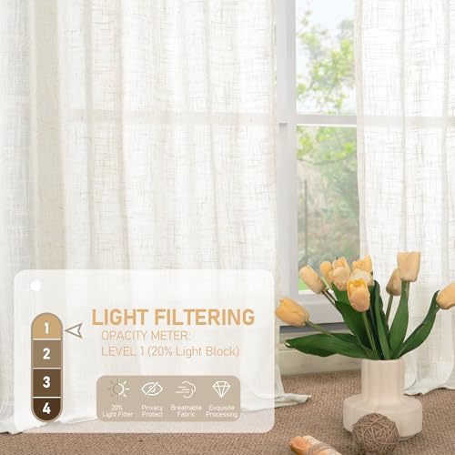 LAMIT 48 Inch Short Window Linen Curtains 2 Panels, 34 x 48 Inch - Image 4